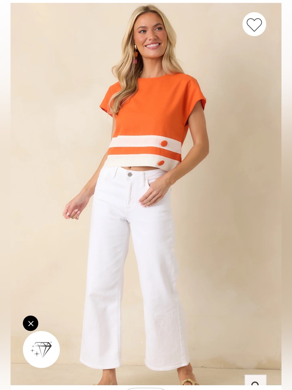 PROSPERINA RAYA TANGERINE & WHITE STRIPE TOP XS